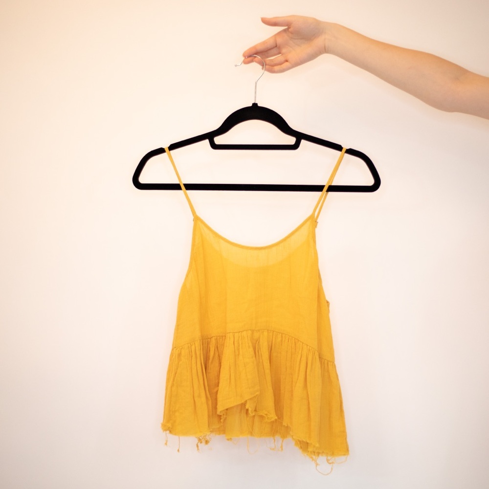 Yellow Forever 21 Tank Top w/ Frayed Hem